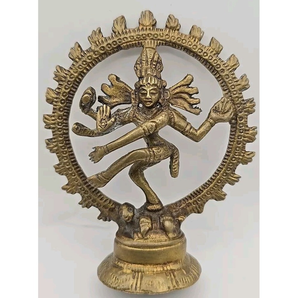 VINTAGE Shiny Dancing Shiva‎ Nataraja Shiva Hindu God Brass Statue 4"